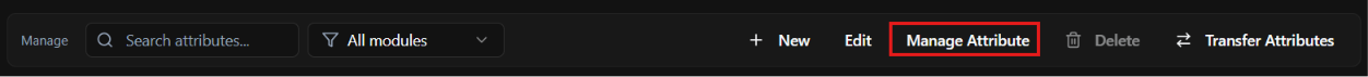 Manage Attribute button highlighted in the Attributes Library ribbon.