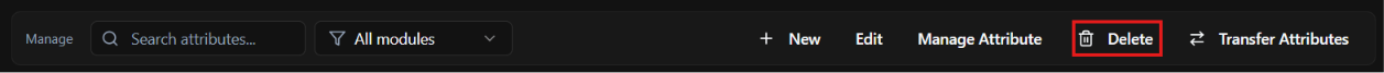 Delete button highlighted in the Attributes Library ribbon.