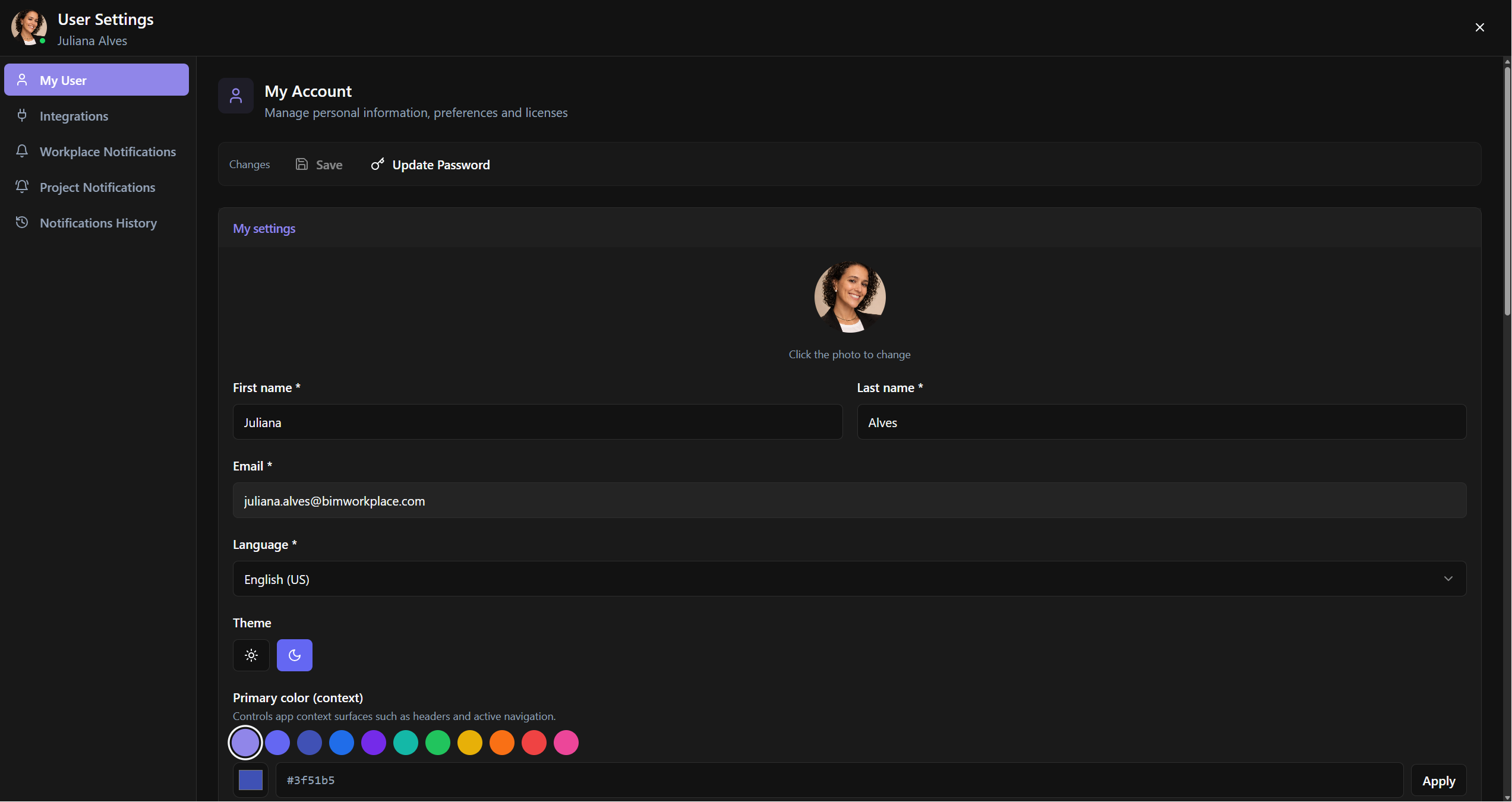My Account page