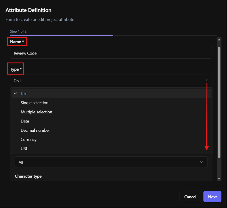 Attribute Definition panel open.
