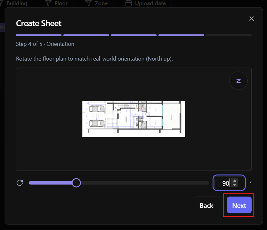 Floor plan rotation/orientation adjustment