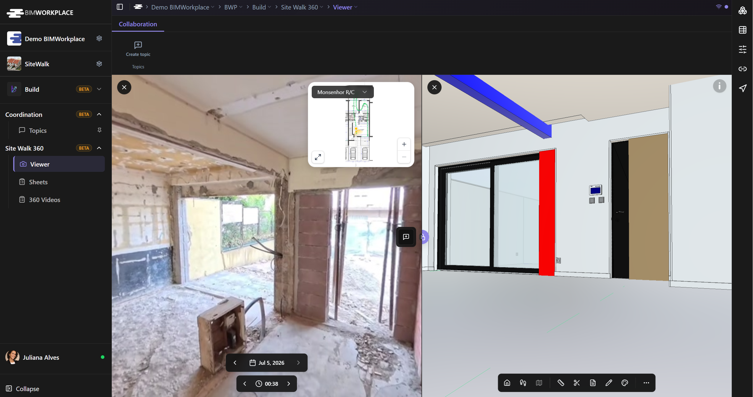 Build module homepage showing the SiteWalk interface