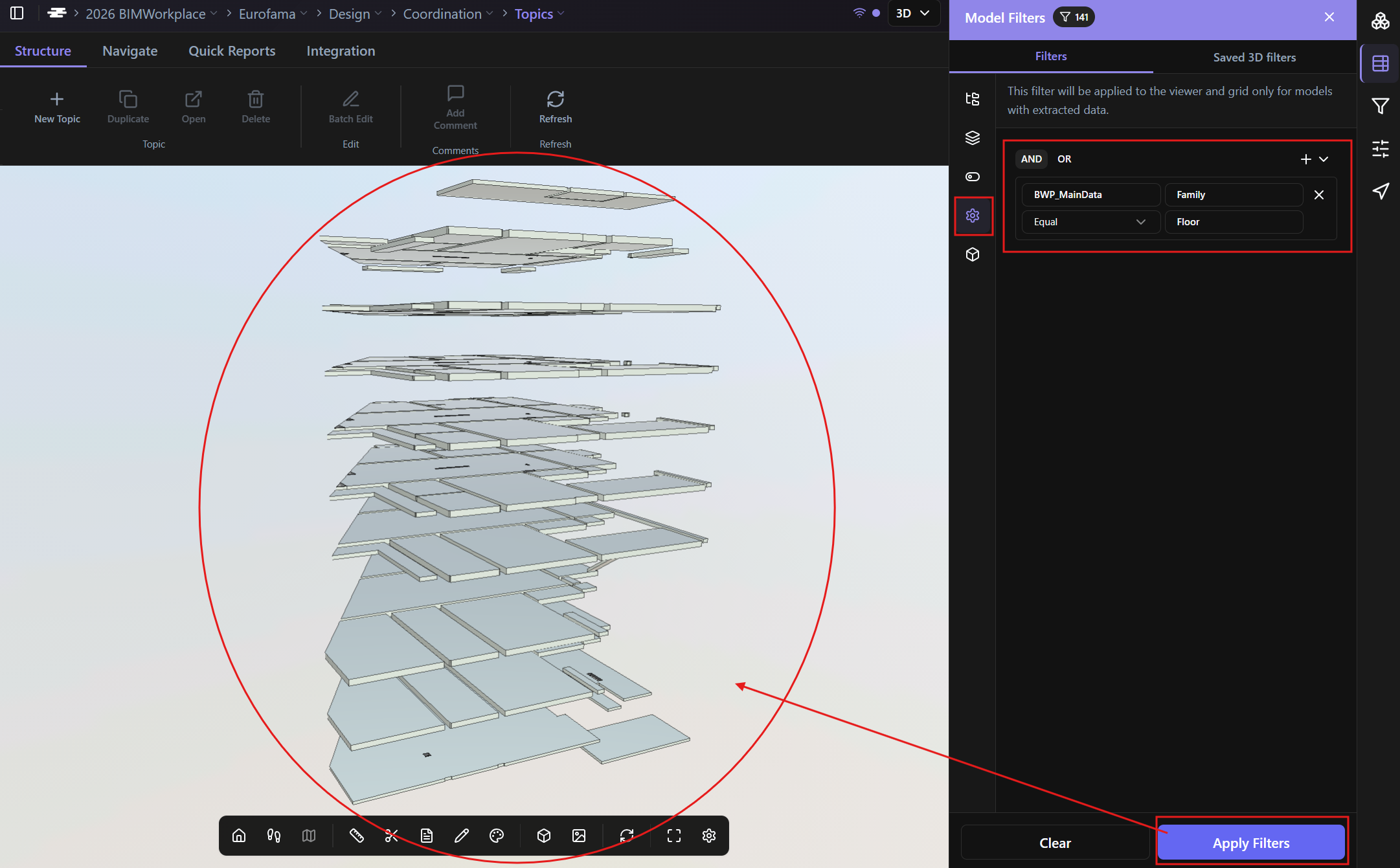 Viewer after applying a custom property filter.