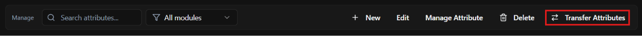 Transfer Attributes button highlighted in the Attributes Library ribbon.