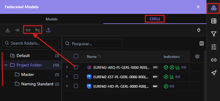Federated Models side panel with the CDE browser