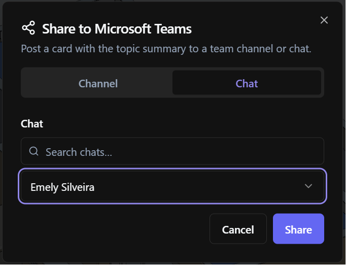 Microsoft Teams sharing dialog