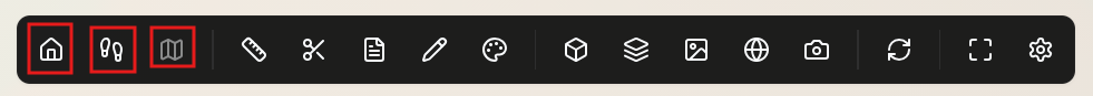 Viewer toolbar highlighting Home View, Walk Mode, and Minimap.