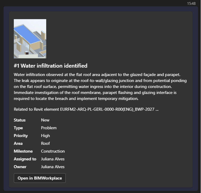 Topic shared in Microsoft Teams