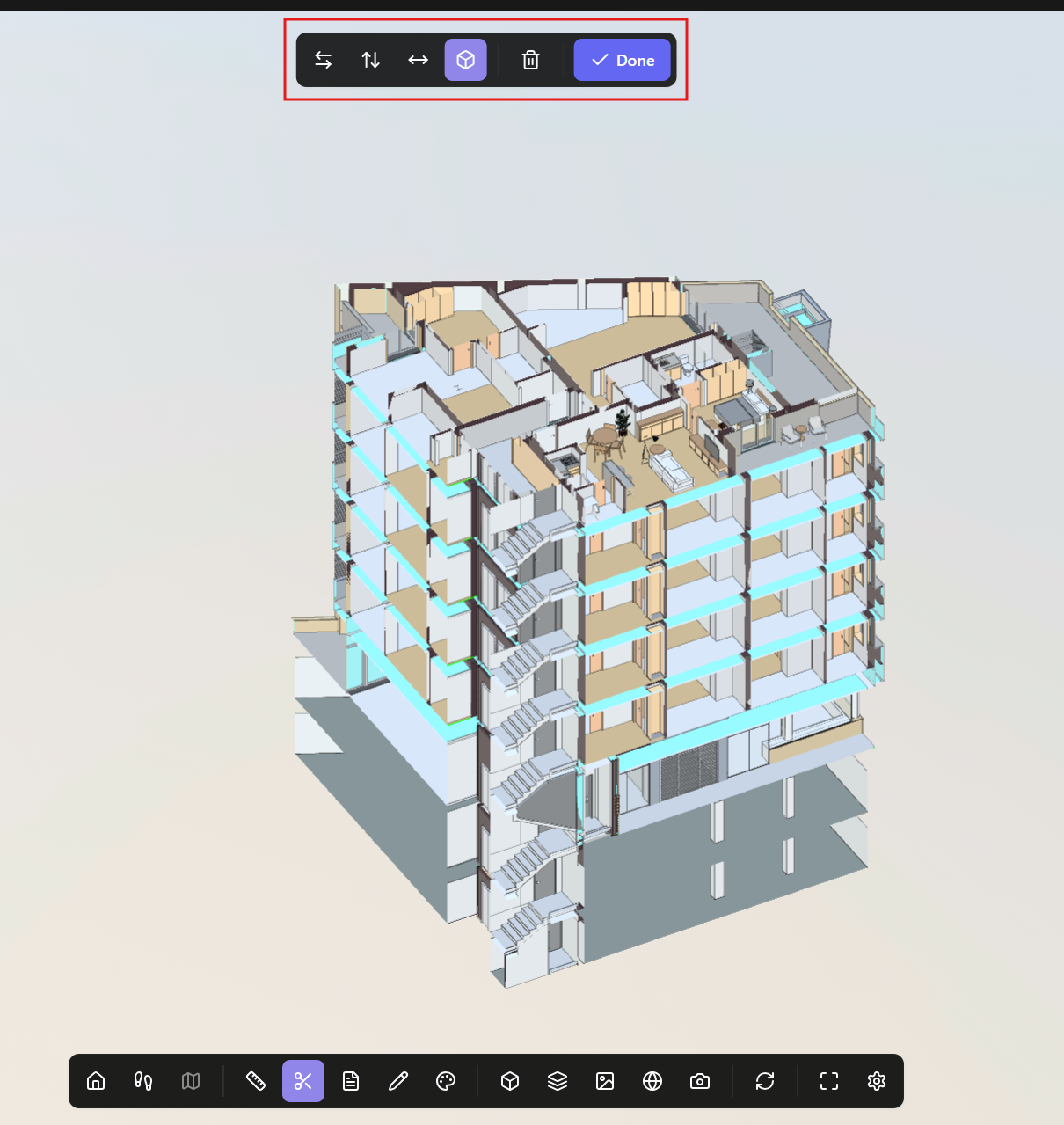 Section Box active around part of the model.