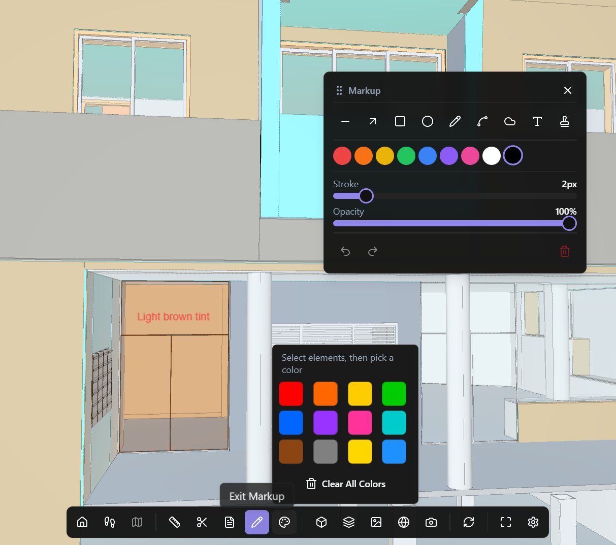 Markups and Colorize Elements active for topic creation.